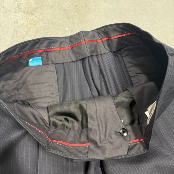 KENZO Paris Dress Pants Navy Blue Wool Trousers Pinstripe 40x34 - Picture 3 of 10